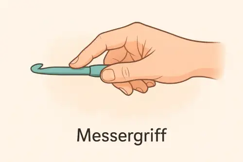 Messergriff Häkelhaltung Beispiel