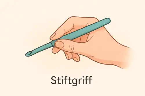 Stifthaltung Häkeln Beispiel